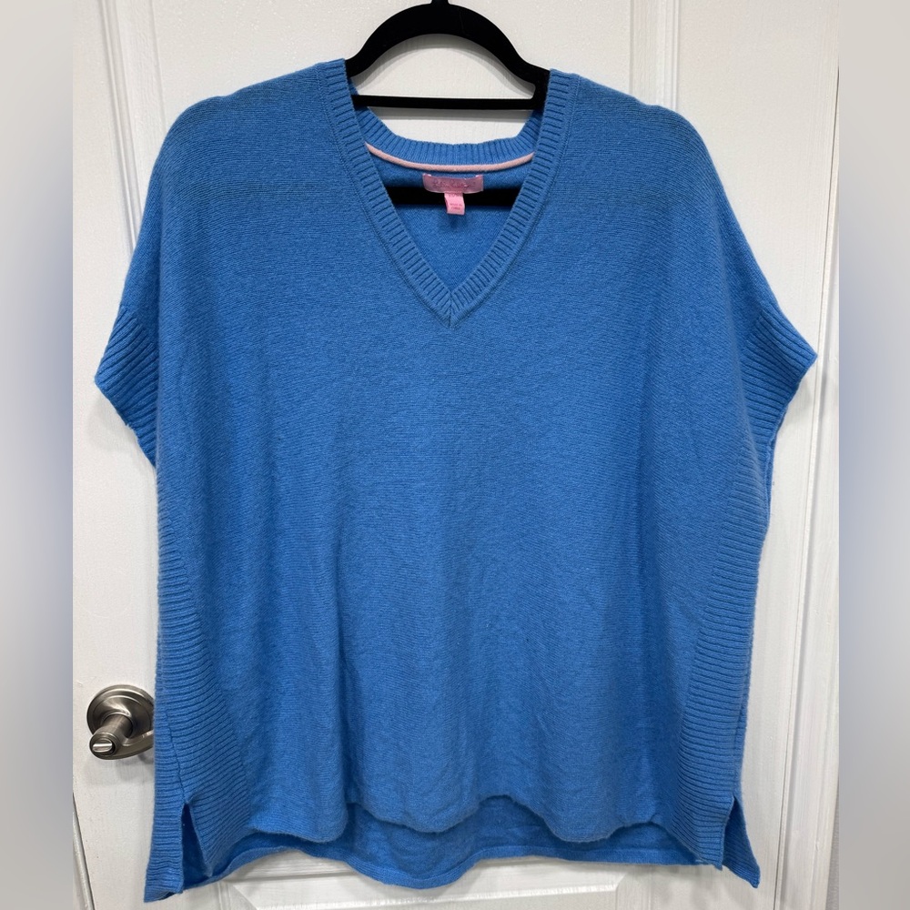 Lilly Pulitzer Chloe 100% Cashmere V-Neck Poncho Sweater Top